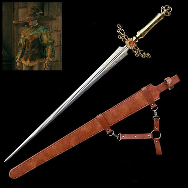 ELDEN RING - Rogier's Rapier with Leather Sheath - 95cm - Deluxe Edition - Premium Quality Metal