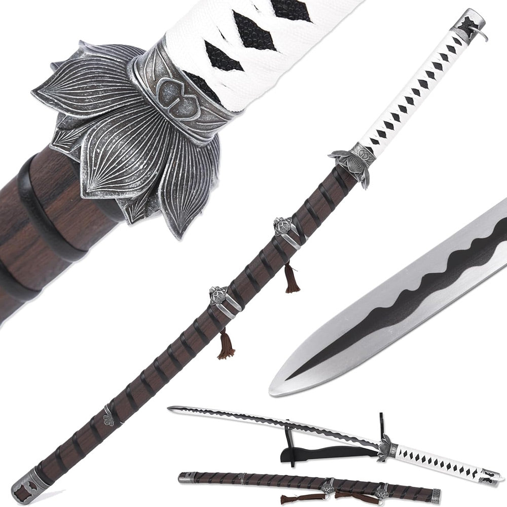 SEKIRO - Épée du Lotus Blanc - Katana de la Lame Mortelle de Genichiro Ashina - 103 cm - Acier de Haute Qualité