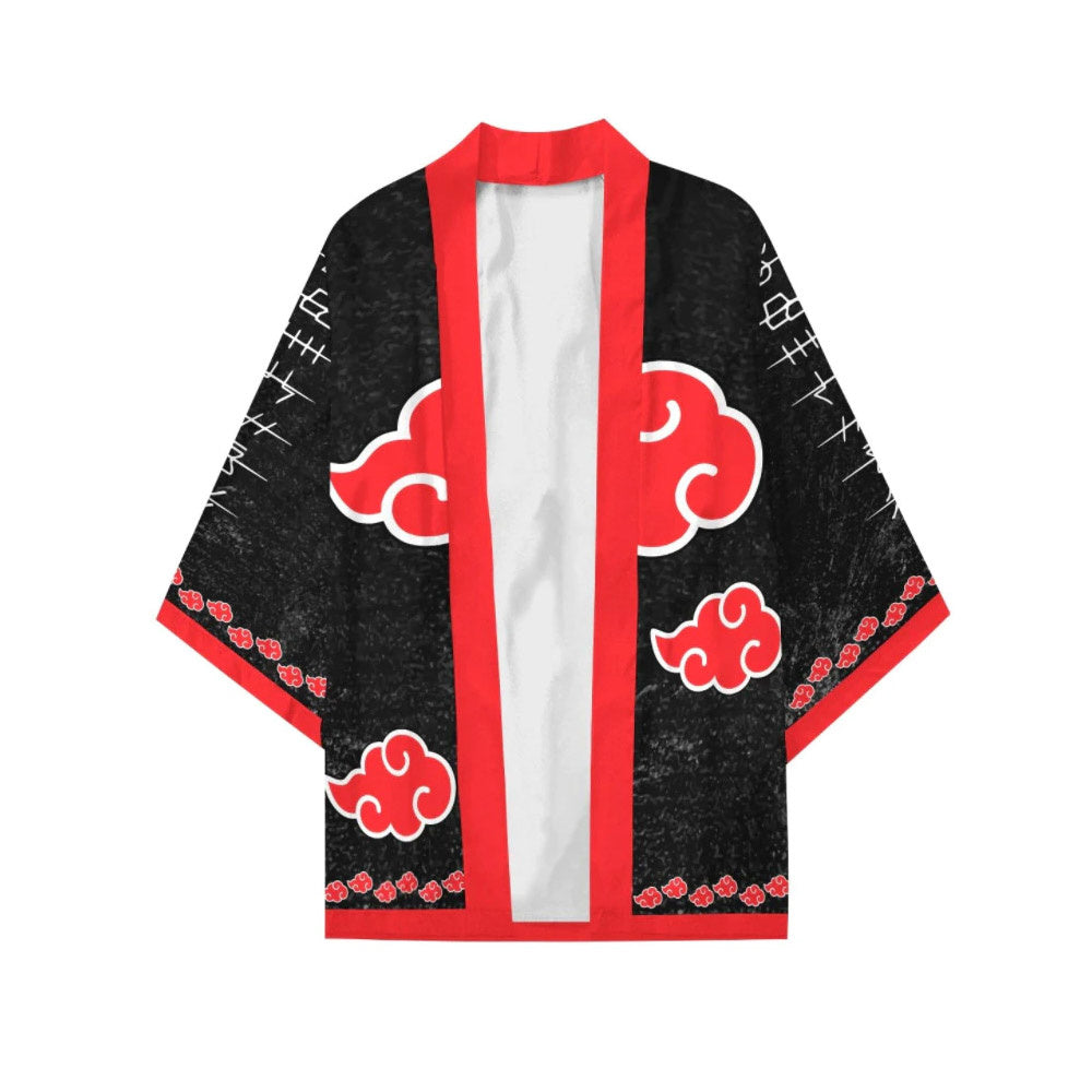 Naruto Akatsuki Haori kimono Jacket Red Cloud Logo Cosplay