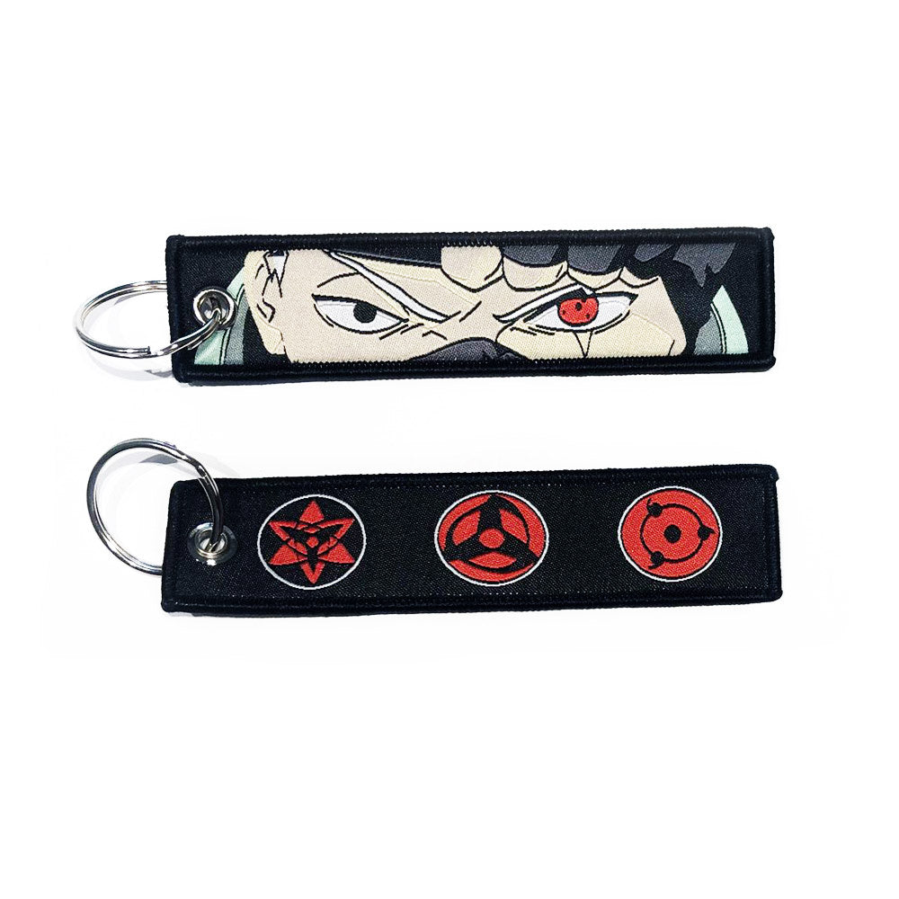 Naruto Gestickter Schlüsselanhänger - Kakashi Sharingan Anime zweiseitige Schlüssel Tag