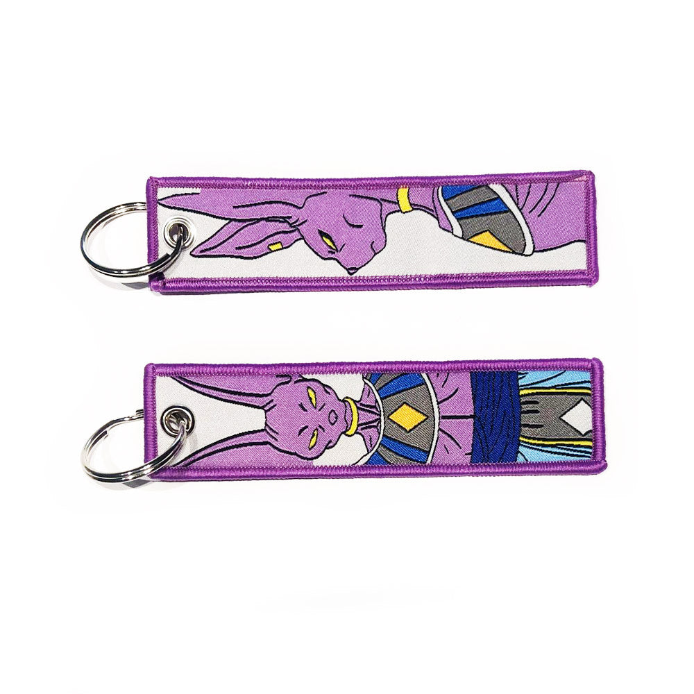 Dragon Ball Z Gestickter Schlüsselanhänger - Beerus Anime zweiseitige Schlüssel Tag