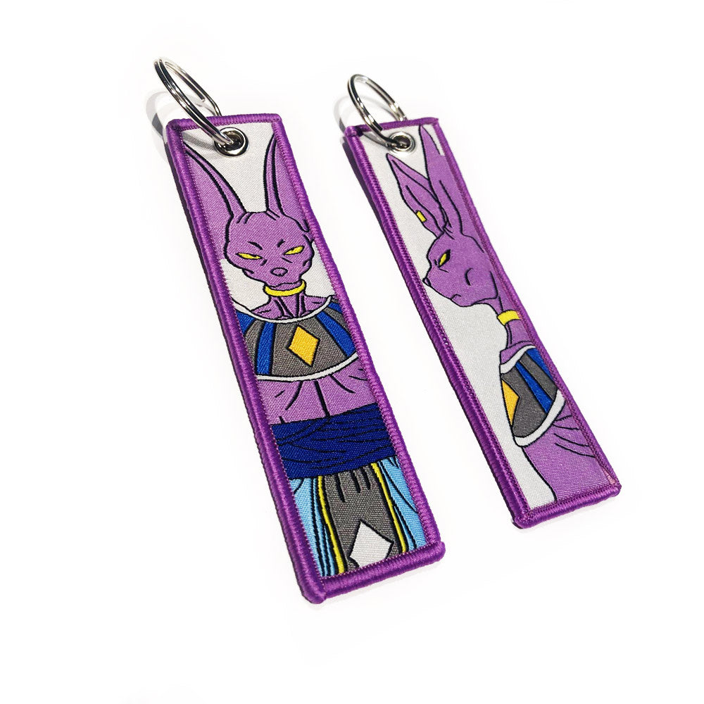 Dragon Ball Z Gestickter Schlüsselanhänger - Beerus Anime zweiseitige Schlüssel Tag