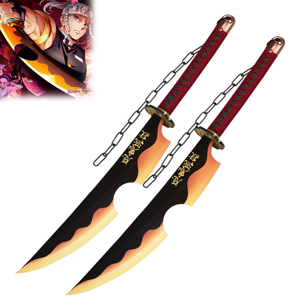 DEMON SLAYER - Tengen Uzui zwaarden set V2 - Amber Nichirin Blade - Metaal