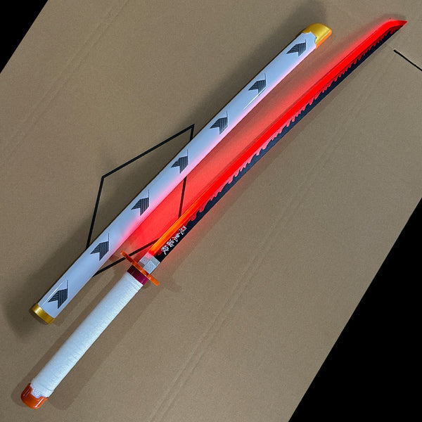 ÉPÉE LUMINEUSE – Kyojuro Rengoku  – Katana lumineux Demon Slayer – Lumière LED Rouge