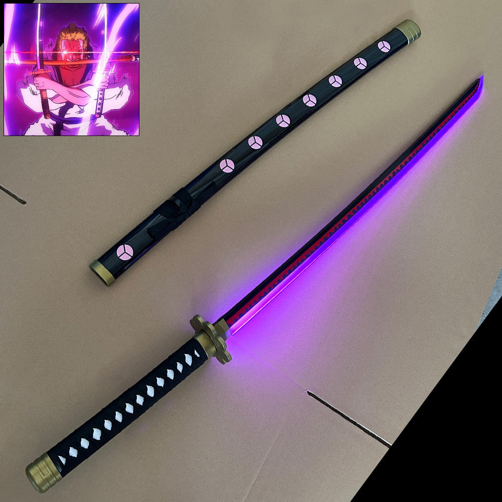 LICHTSCHWERT - Roronoa Zoro - Shusui - One Piece Licht Up Katana - Lila/grünes LED Licht