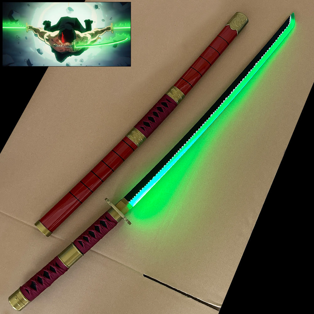 ÉPÉE LUMINEUSE - Roronoa Zoro - Sandai Kitetsu - One Piece Light Up Katana - Lumière LED violette/verte