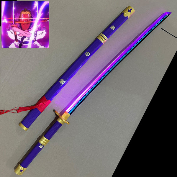 LICHTSCHWERT - Roronoa Zoro - Enma - One Piece Licht Up Katana - Lila/grünes LED Licht