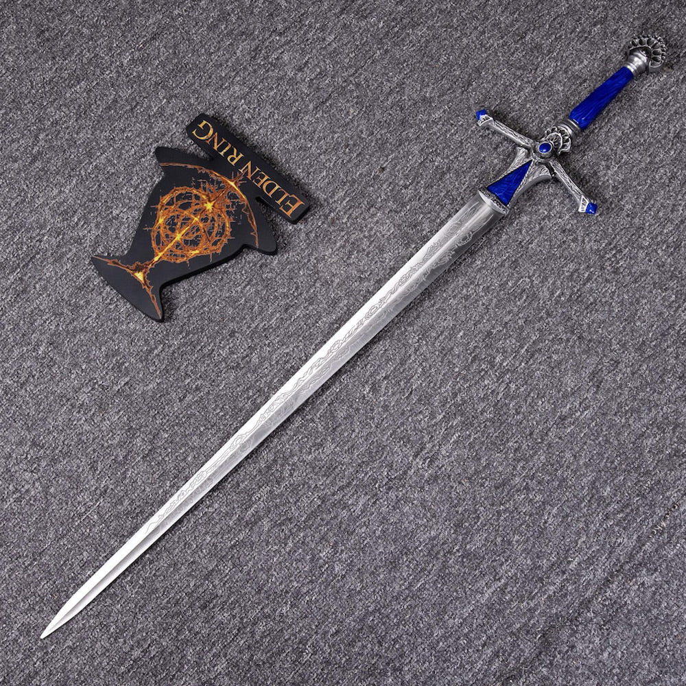 ELDEN RING - Rellana's BLUE Carian Light Greatsword - Moon Stance - Twin Moon Knight - Wooden Display included