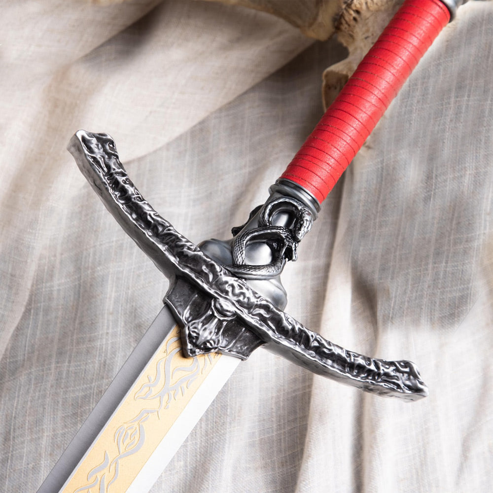 ELDEN RING - Rellanas ROTES Carian Lichtgroßschwert - Fire Stance - Twin Moon Knight - Holzdisplay Inklusive