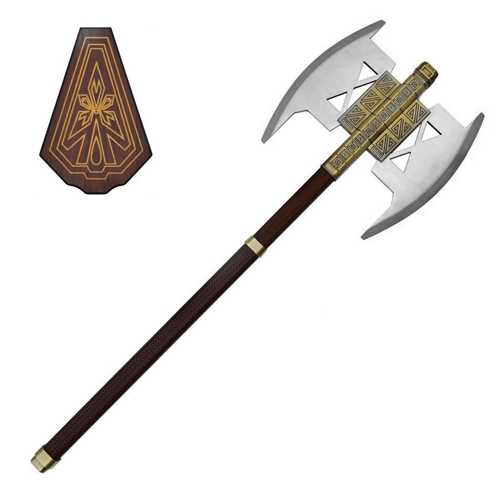 DER HERR DER RINGE - Doppelklingige Streitaxt von Gimli - 90cm - Holzdisplay Inklusive