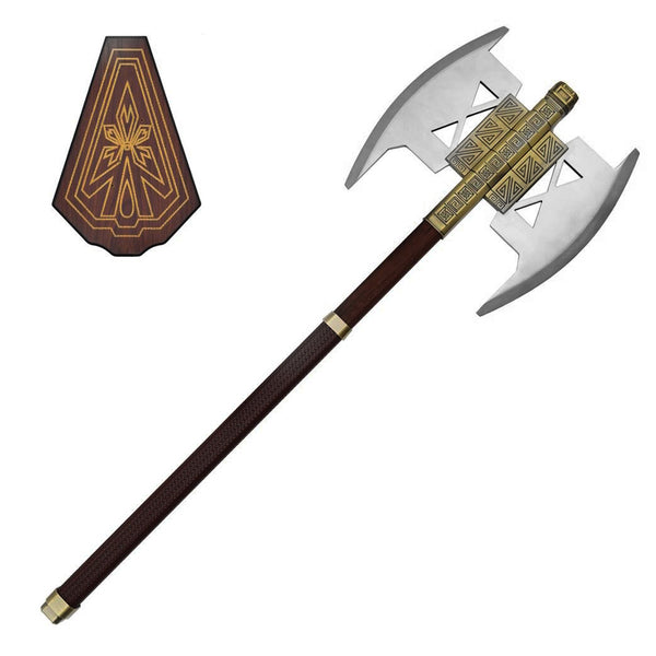 DER HERR DER RINGE - Doppelklingige Streitaxt von Gimli - 90cm - Holzdisplay Inklusive
