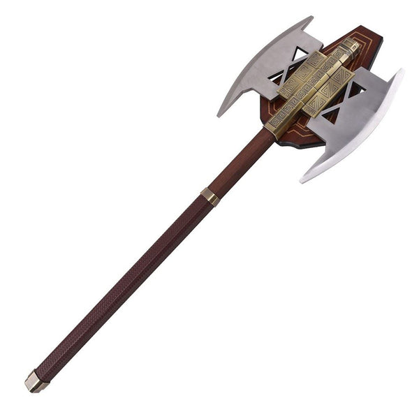 DER HERR DER RINGE - Doppelklingige Streitaxt von Gimli - 90cm - Holzdisplay Inklusive