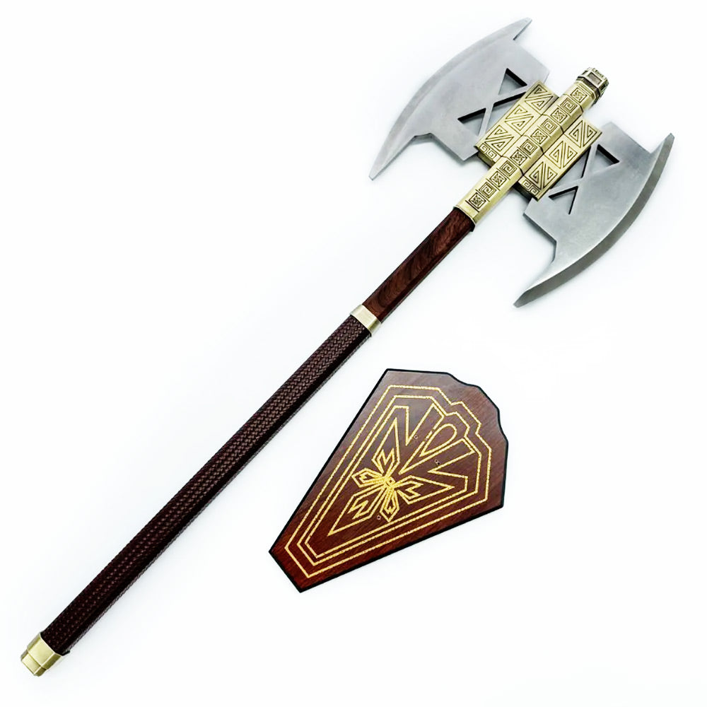 DER HERR DER RINGE - Doppelklingige Streitaxt von Gimli - 90cm - Holzdisplay Inklusive