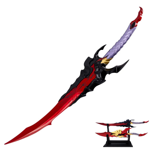 SOLO LEVELING - Metalen Kamish’s Wrath Dubbele dagger Set van 2 - 61 cm - Houten Displayhouder Inclusief