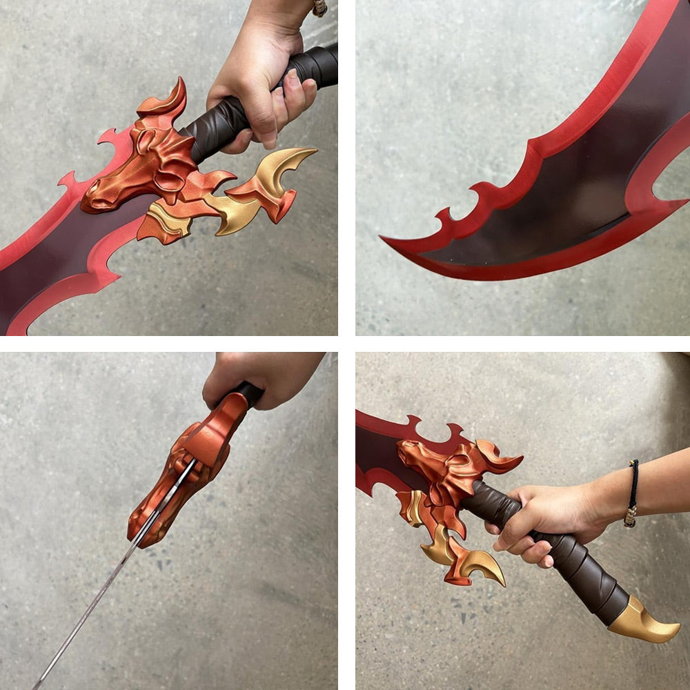 SOLO LEVELING - Metalen Demon King Baran Dual Dagger Set van 2 - 63 cm - Houten Display Plaque Inclusief