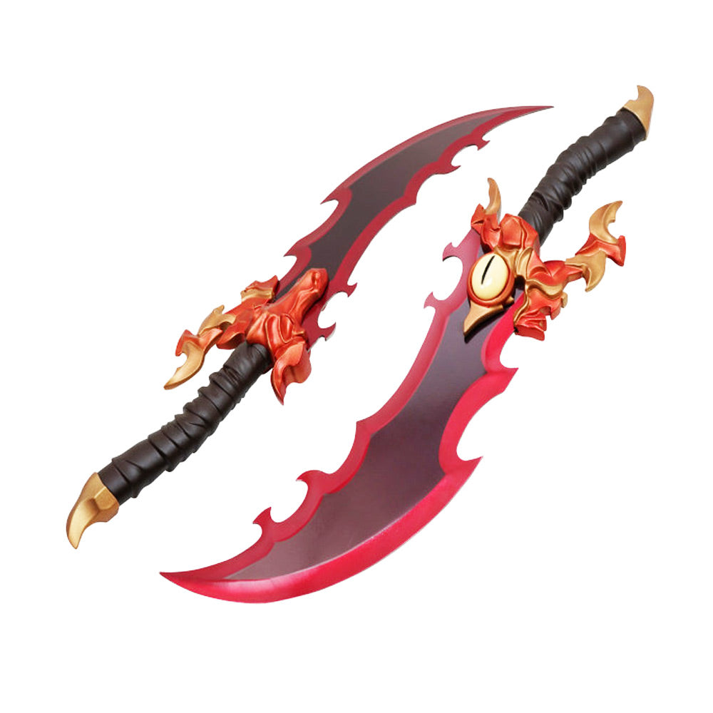 SOLO LEVELING - Metalen Demon King Baran Dual Dagger Set van 2 - 63 cm - Houten Display Plaque Inclusief