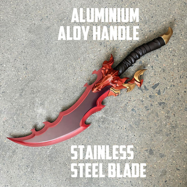 SOLO LEVELING - Metalen Demon King Baran Dual Dagger Set van 2 - 63 cm - Houten Display Plaque Inclusief