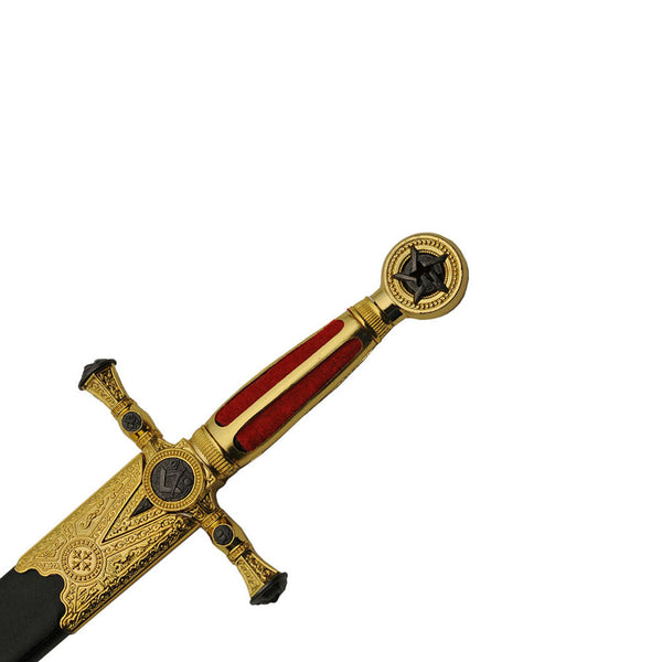 FREIMAURER - Rotes Gold Freimaurer Tyler Schwert - 84 cm - Zeremoniell mit Scheide
