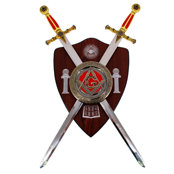 FREIMAURER - Rotes Freimaurer-Set - Zwei Schwerter und Schild