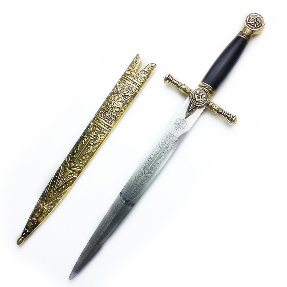 FREEMASON - Brass Masonic Blazing Star Knife - Luxury Dagger - 40cm
