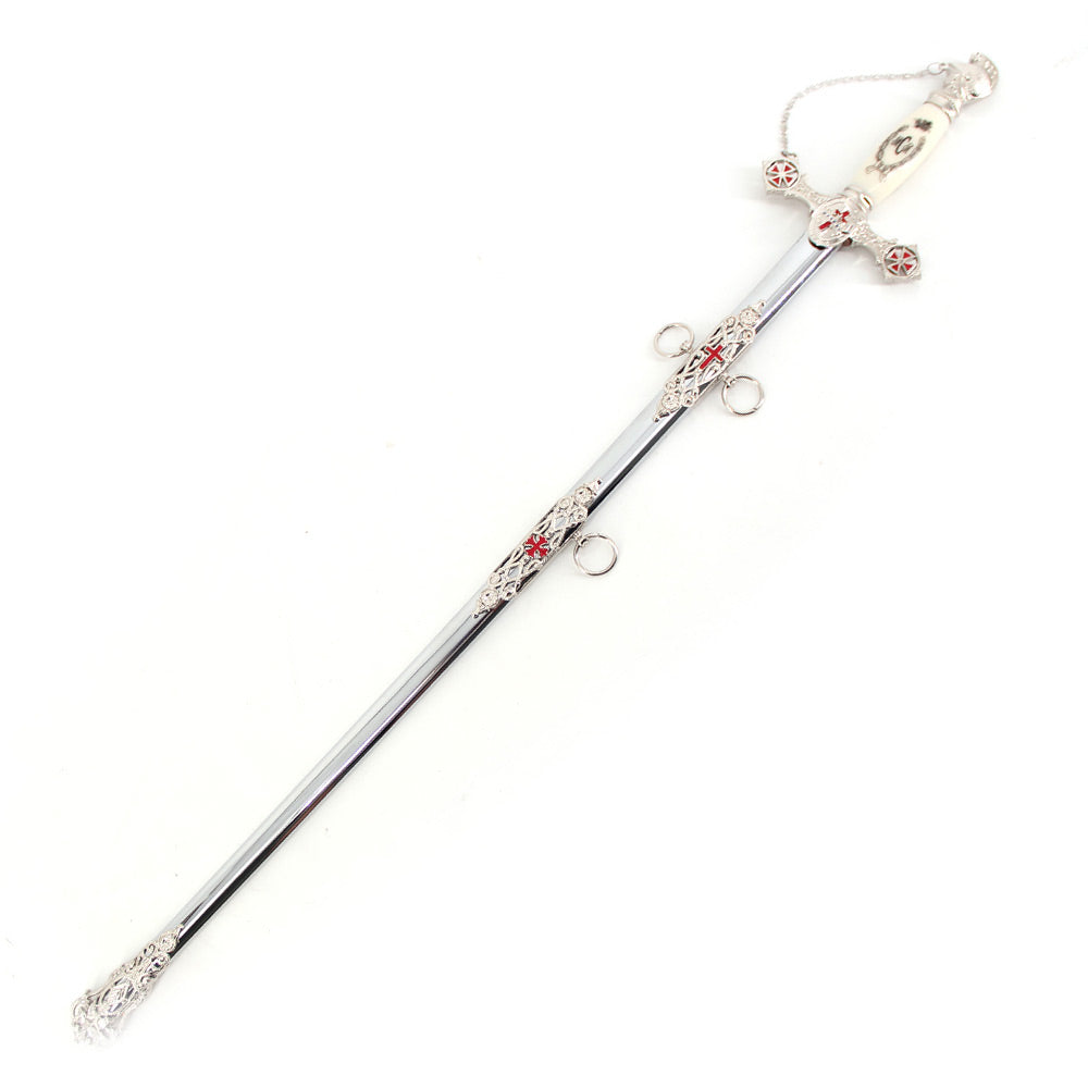 TEMPLAR - Ceremonial Masonic Knights Templar Sword - Deluxe Silver Edition - 90 cm
