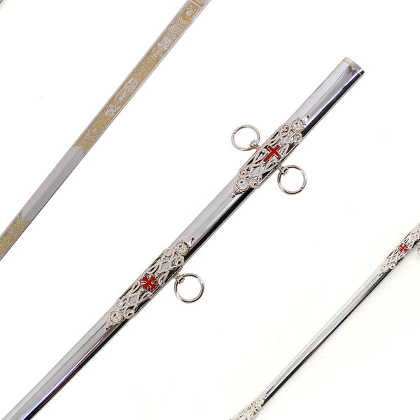 TEMPLAR - Ceremonial Masonic Knights Templar Sword - Deluxe Silver Edition - 90 cm