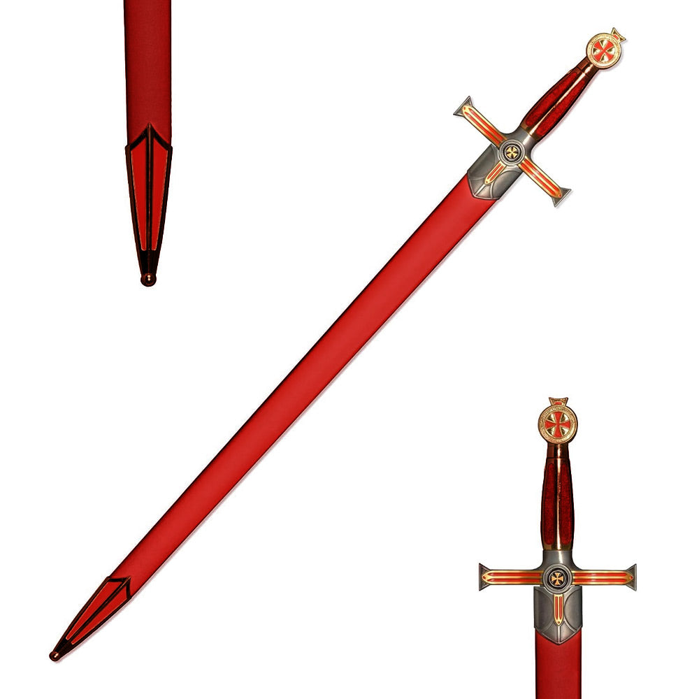 TEMPLIER - Épée des Templiers rouge royale et dorée - 85 cm