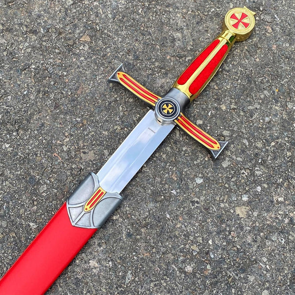 TEMPLIER - Épée des Templiers rouge royale et dorée - 85 cm