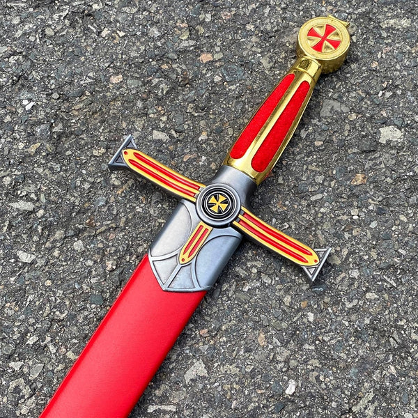 TEMPLIER - Épée des Templiers rouge royale et dorée - 85 cm