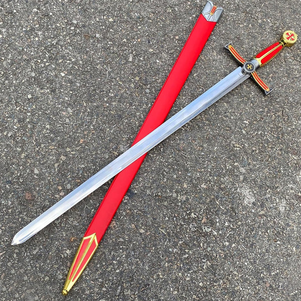 TEMPLIER - Épée des Templiers rouge royale et dorée - 85 cm