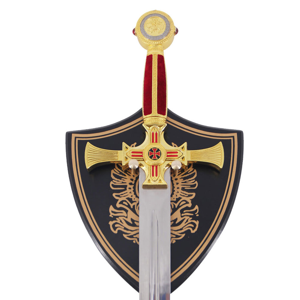 TEMPLIER - Épée de chevalier Phénix royal doré - Avec support mural en bois