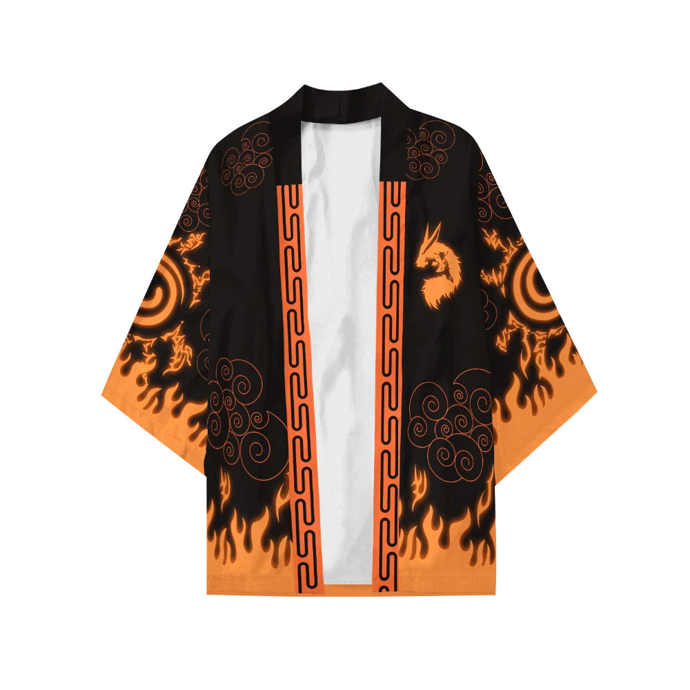 Naruto - Kurama Haori kimono Jacket - Flames - Cosplay