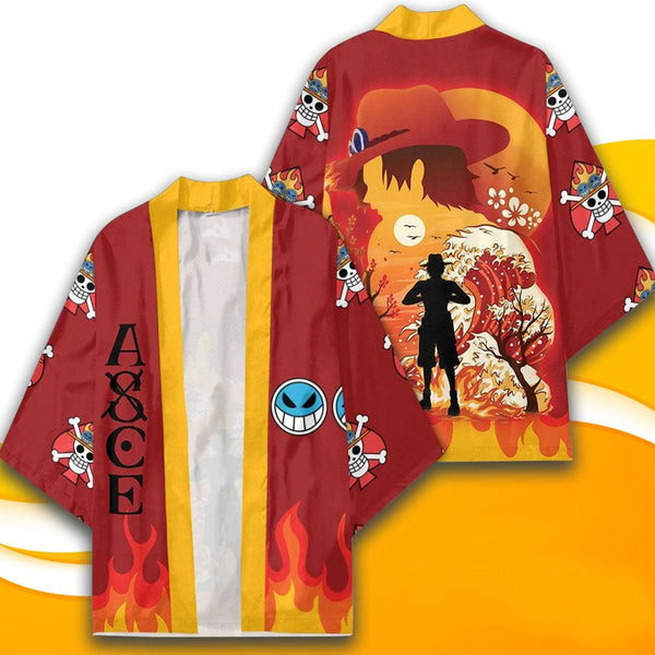 One Piece - Portgas D. Ace Haori kimono Jacket - Fire Fist - Cosplay