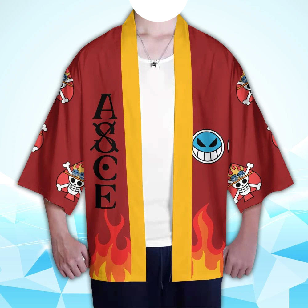 One Piece - Portgas D. Ace Haori kimono Jacket - Fire Fist - Cosplay