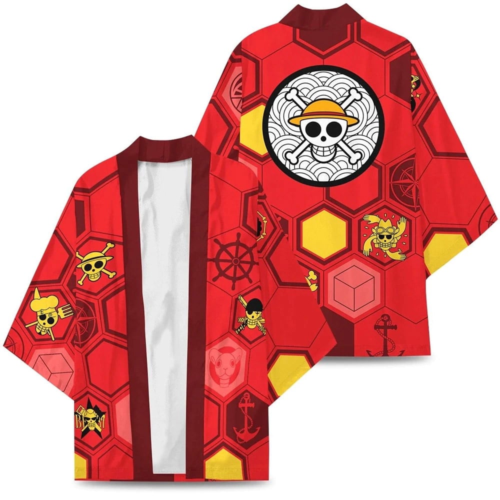 One Piece - Luffy Haori Kimono Jacke - Strawhat Logo - Cosplay