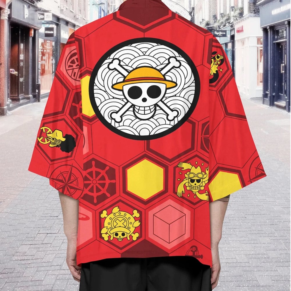One Piece Luffy Haori kimono Jacket Strawhat Logo Cosplay