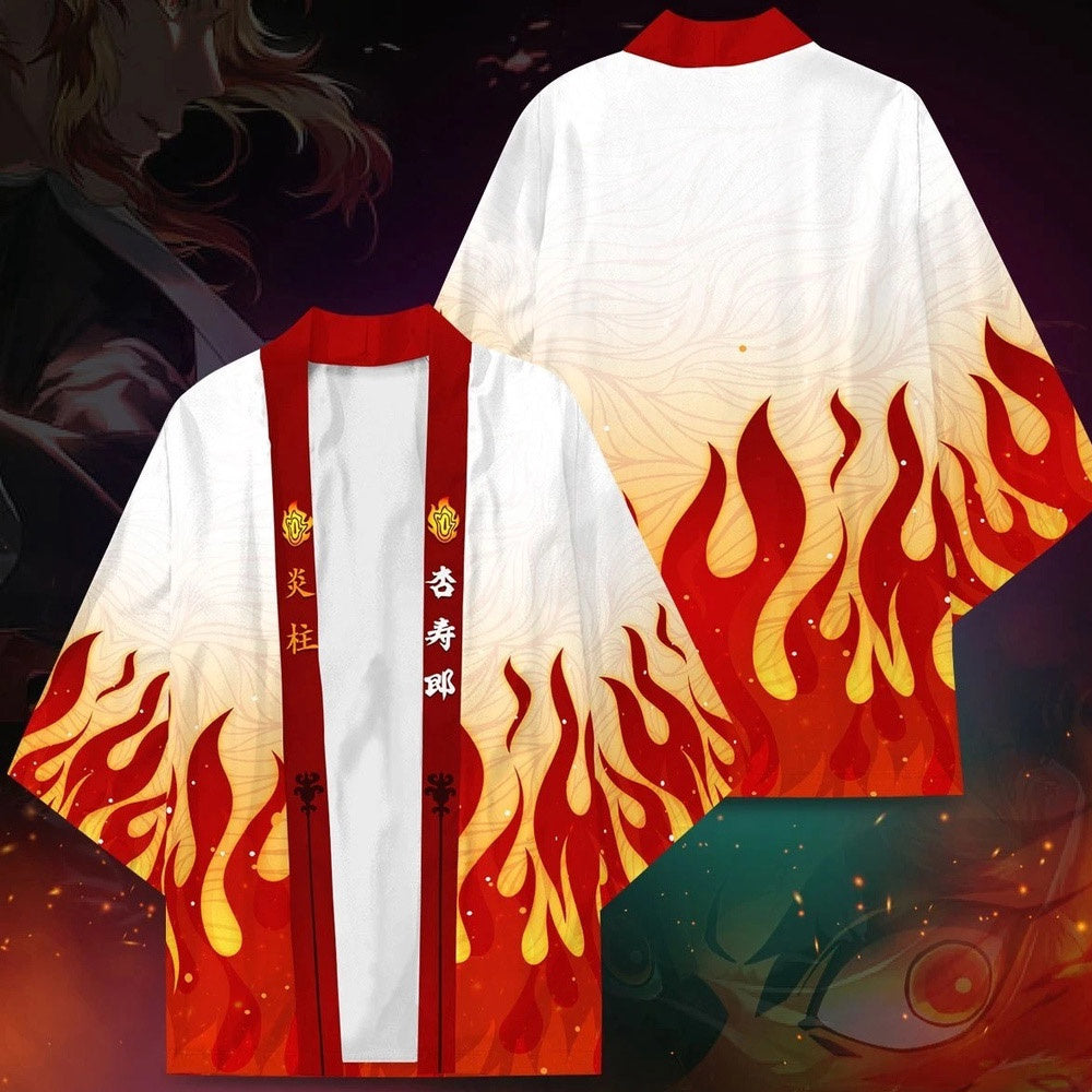 Demon Slayer - Kimetsu No Yaiba - Rengoku Kyojuro Haori Kimono Jacke - Flammen - Cosplay