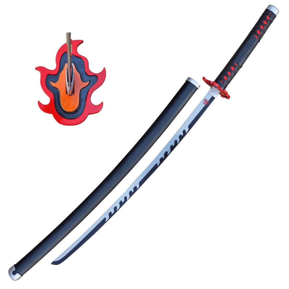 DEMON SLAYER - Tanjiro Kamado Sword v2 - Fire Breath - Black Nichirin Katana