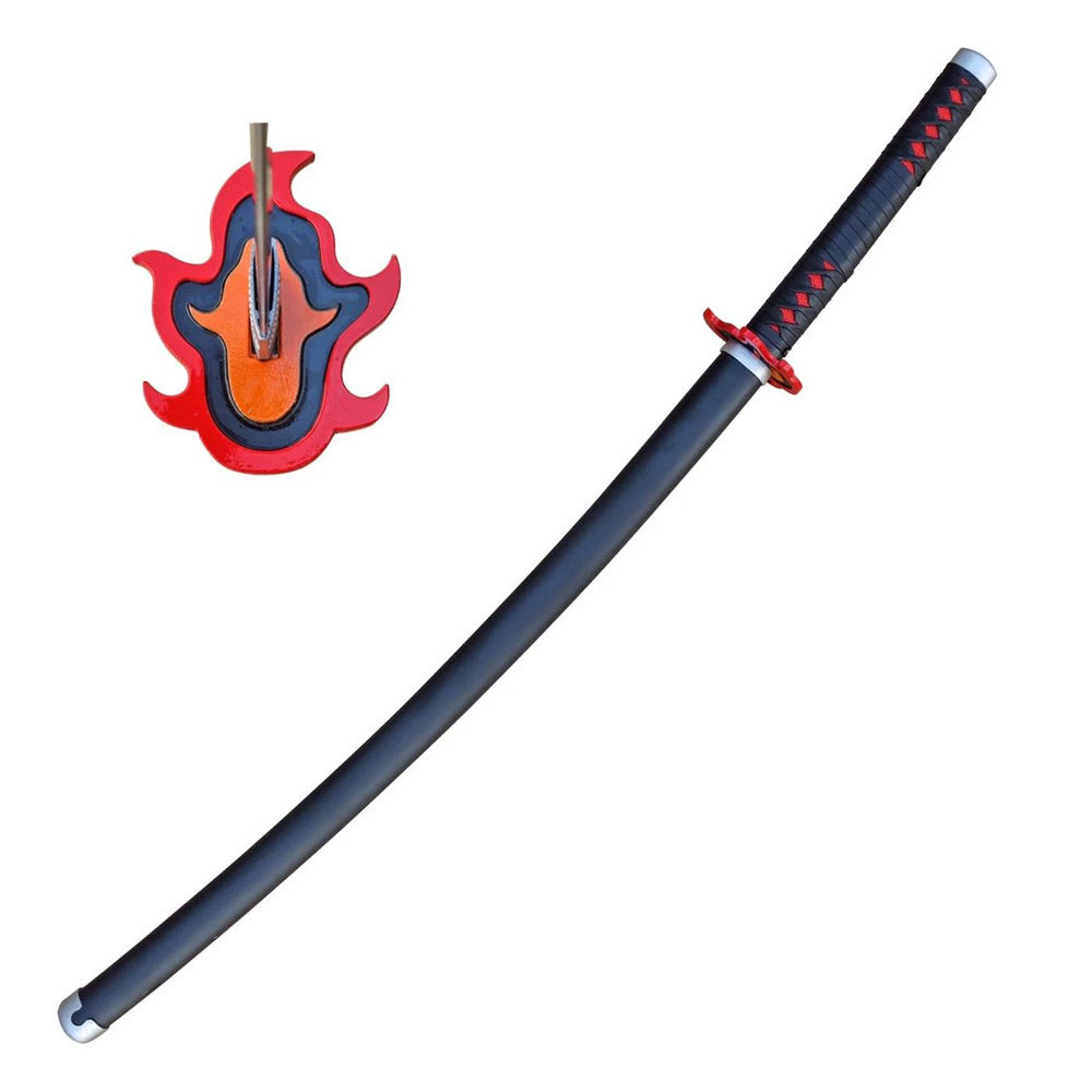 DEMON SLAYER - Tanjiro Kamado Zwaard v2 - Vuuradem - Zwarte Nichirin Katana