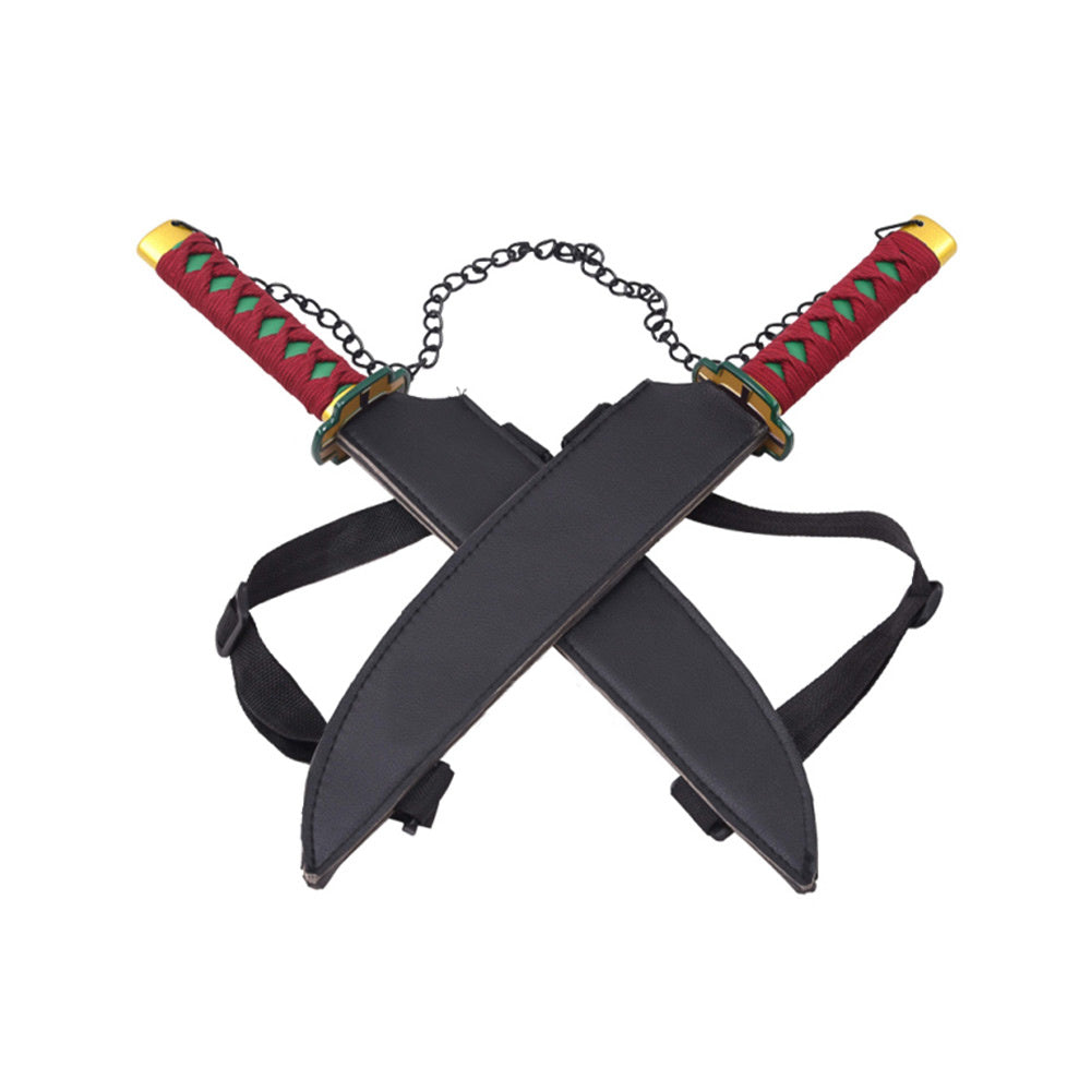 Tanto - Tengen Uzui Tanto Schwert Set - Amber Nichirin - Metall Demon Slayer Mini Katana - 45 cm