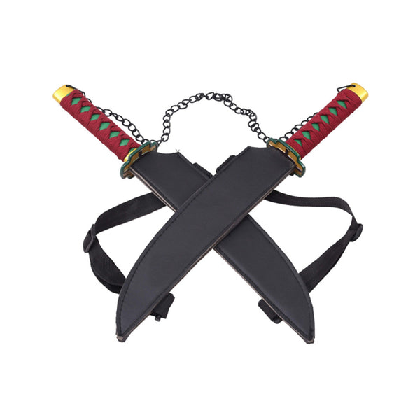 Tanto - Tengen Uzui Tanto zwaard set - Amber Nichirin - Metalen Demon Slayer Mini Katana - 45 cm