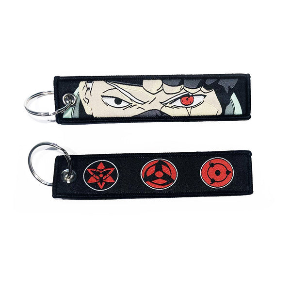 Naruto geborduurde Keytag - Kakashi Sharingan Anime dubbelzijdige sleutelhanger