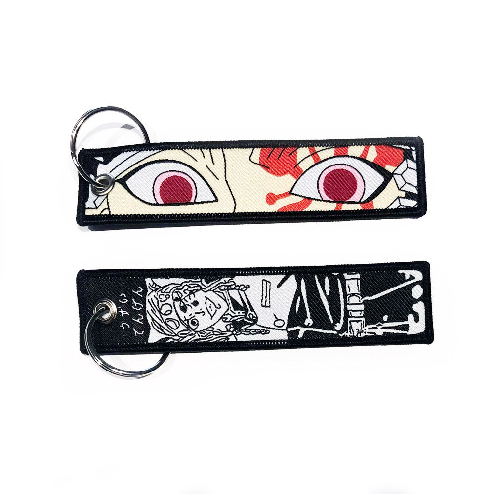 Demon Slayer geborduurde Keytag - Tengen Uzui Anime dubbelzijdige sleutelhanger