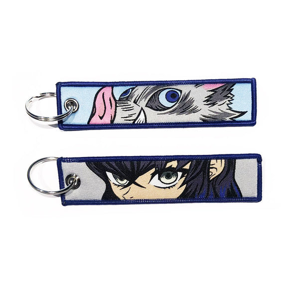 Demon Slayer Embroidered Keytag - Inosuke Boar Anime Double Sided Keychain