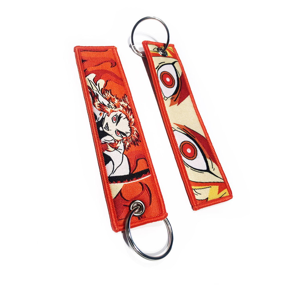 Porte-clés brodé Demon Slayer - Rengoku Fire Flame Red Double Face - Anime