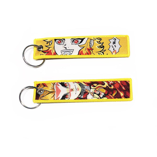 Porte-clés brodé Demon Slayer - Rengoku Fire Flame Yellow Double Face - Anime