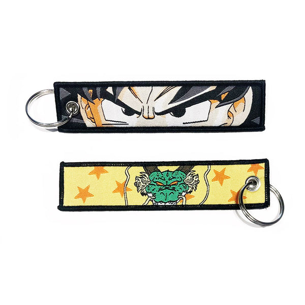 Dragon Ball Z geborduurde Keytag - Goku en ShenRon Anime dubbelzijdige sleutelhanger