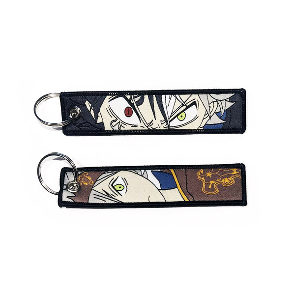 Black Clover Embroidered Keytag - Asta Anime Double Sided Keychain