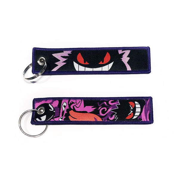 Pokemon geborduurde Keytag - Gengar Gastly Haunter Anime dubbelzijdige sleutelhanger