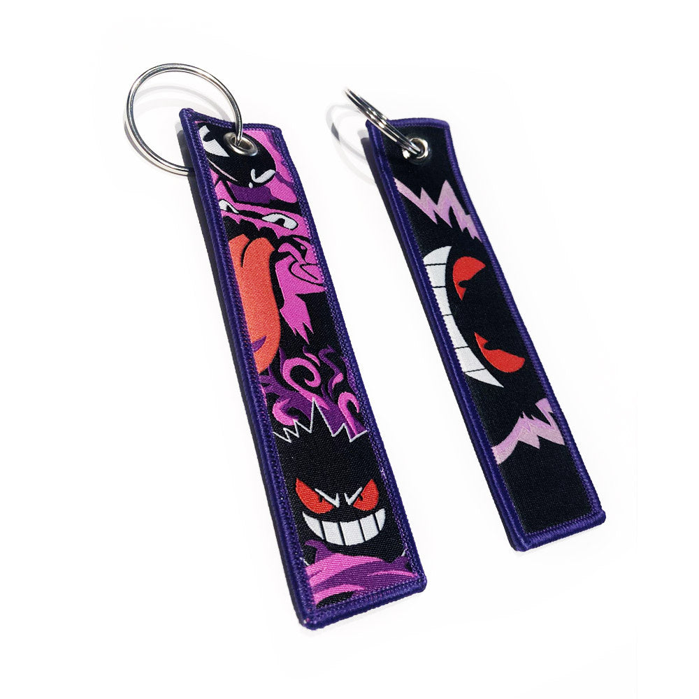 Pokemon Embroidered Keytag - Gengar Gastly Haunter Anime Double Sided Keychain